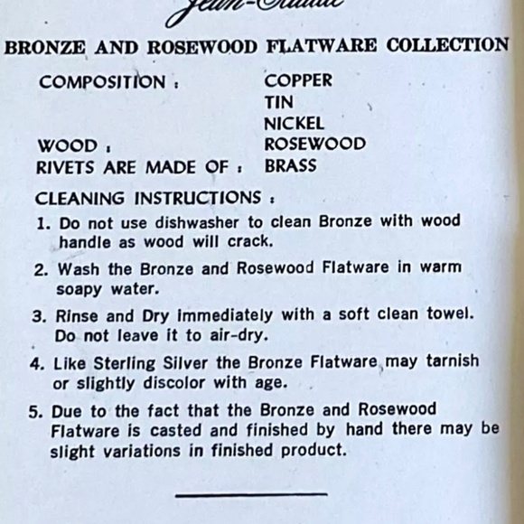 Jean-Claude Mid Century Rosewood and Bronze 6 Steak Knives New in Wooden Box - Picture 5 of 5